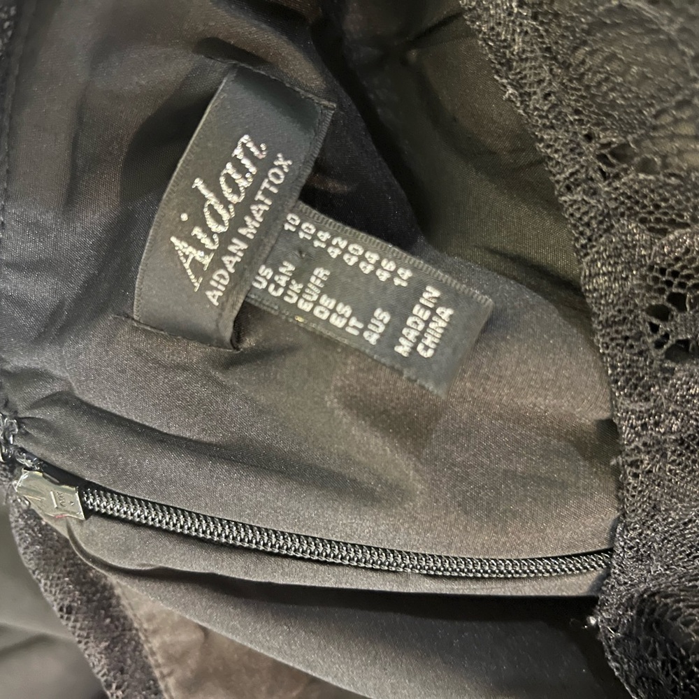 AIDAN MATTOX BLACK SHADOW STRIPE CREPE MIDI FIT & FLARE COCKTAIL DRESS NWT SZ 10 - Picture 16 of 16